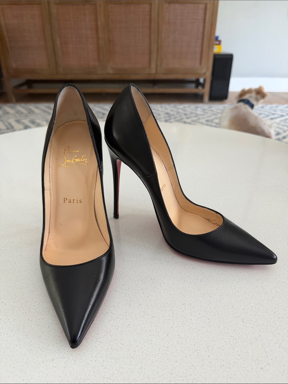 Christian Louboutin So Kate Black Leather Stiletto Pump with Red Soles